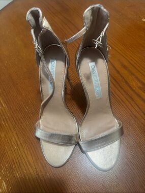 David Tutera Metallic Gold Ankle-Strap Stiletto Heels